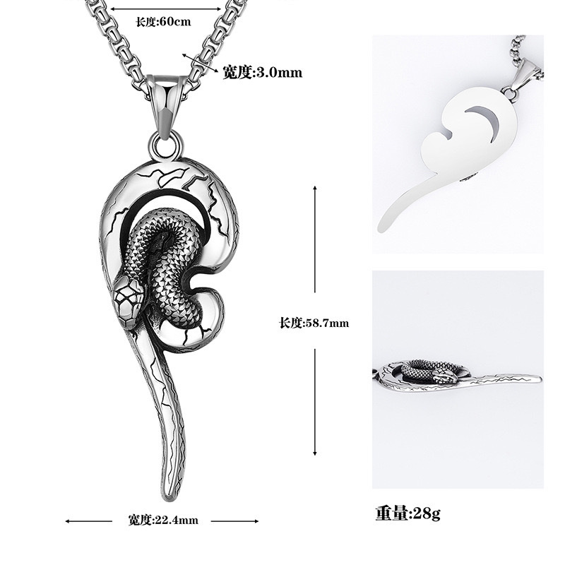 Wholesale of new cross-border titanium steel snake-shaped necklaces from Europe and America. Trendy men are dancing and hip-hop. Gifts for boyfriends, pendants, necklaces, pendants detail image 2