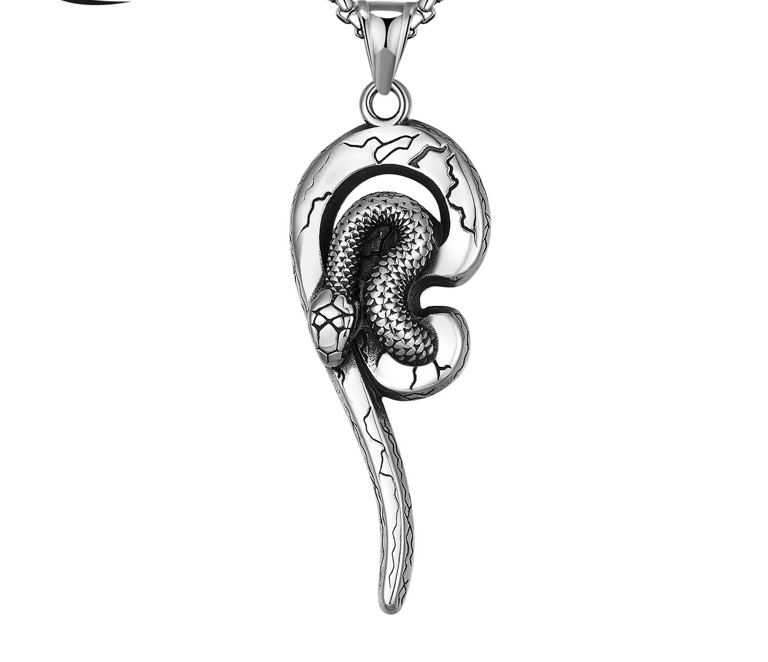 Wholesale of new cross-border titanium steel snake-shaped necklaces from Europe and America. Trendy men are dancing and hip-hop. Gifts for boyfriends, pendants, necklaces, pendants Application Scenario