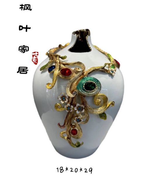 New Chinese-style enamel color vase, white ceramic vase, living room TV, wine cabinet, home decoration, gift