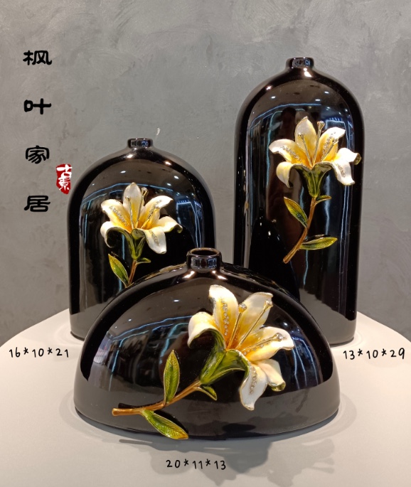 Light luxury enamel color vase, home living room table decoration, ceramic decorative arrangement, modern creative dried flower vase