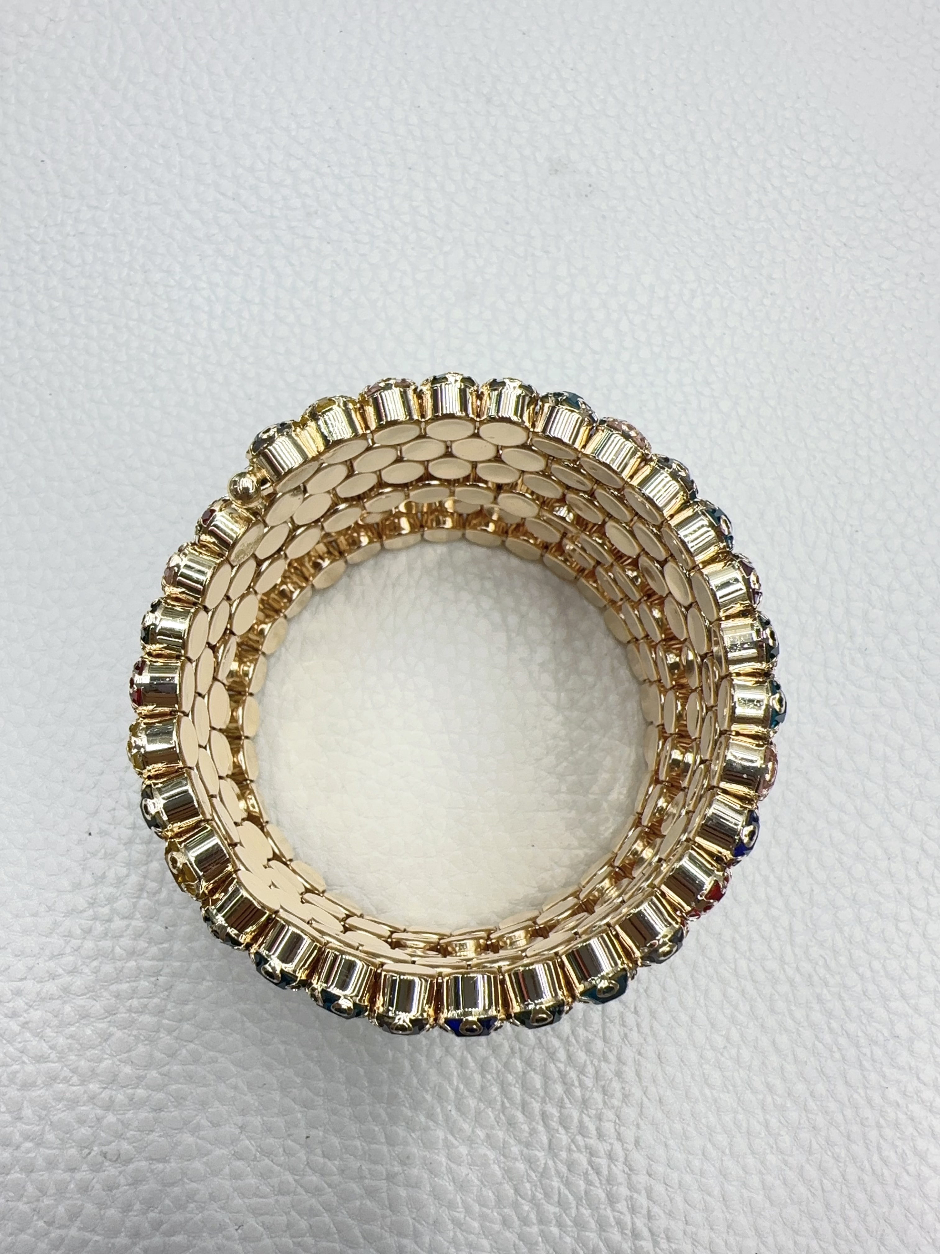 This bracelet features a variety of colorful rhinestones, cross-border multi-layer jewelry from Europe and America, and is wrapped with open rhinestones. It is versatile and exaggerated with multiple rows of colorful rhinestones detail image 4