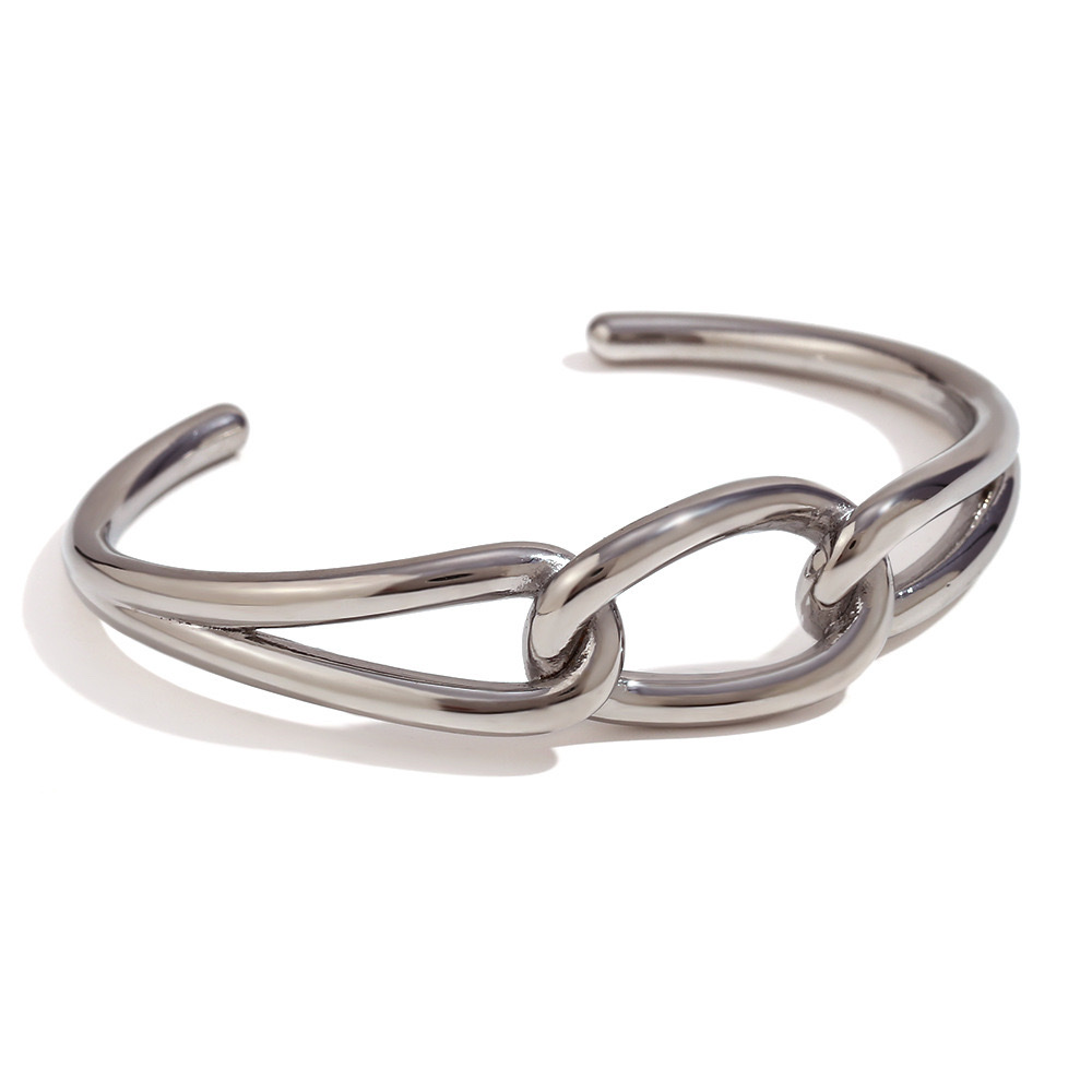 This is a fashionable, niche and simple bestseller from Europe and America. It features a cross-knotted open bracelet made of titanium steel and plated with 18K gold, exuding a unique charm Item Picture