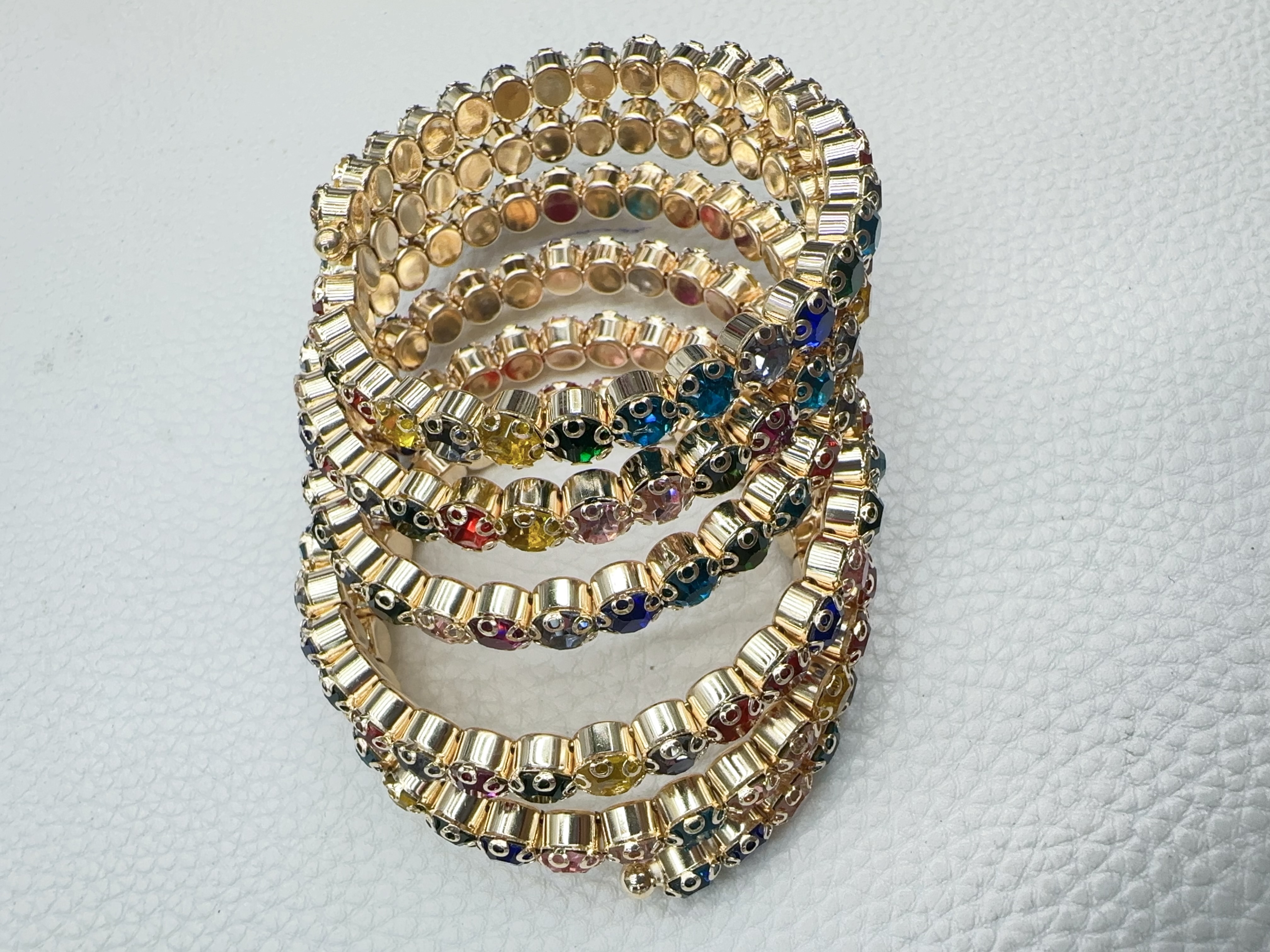 This bracelet features a variety of colorful rhinestones, cross-border multi-layer jewelry from Europe and America, and is wrapped with open rhinestones. It is versatile and exaggerated with multiple rows of colorful rhinestones detail image 2