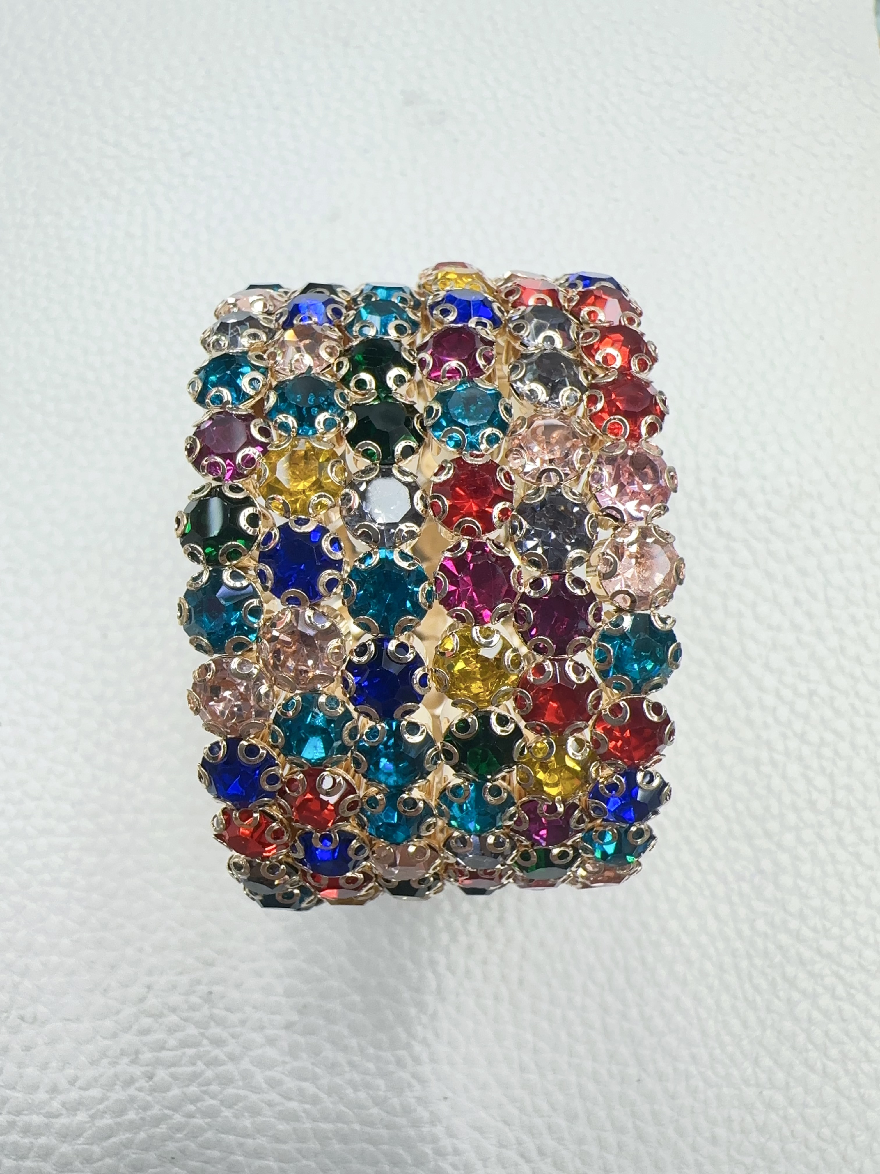 This bracelet features a variety of colorful rhinestones, cross-border multi-layer jewelry from Europe and America, and is wrapped with open rhinestones. It is versatile and exaggerated with multiple rows of colorful rhinestones detail image 7