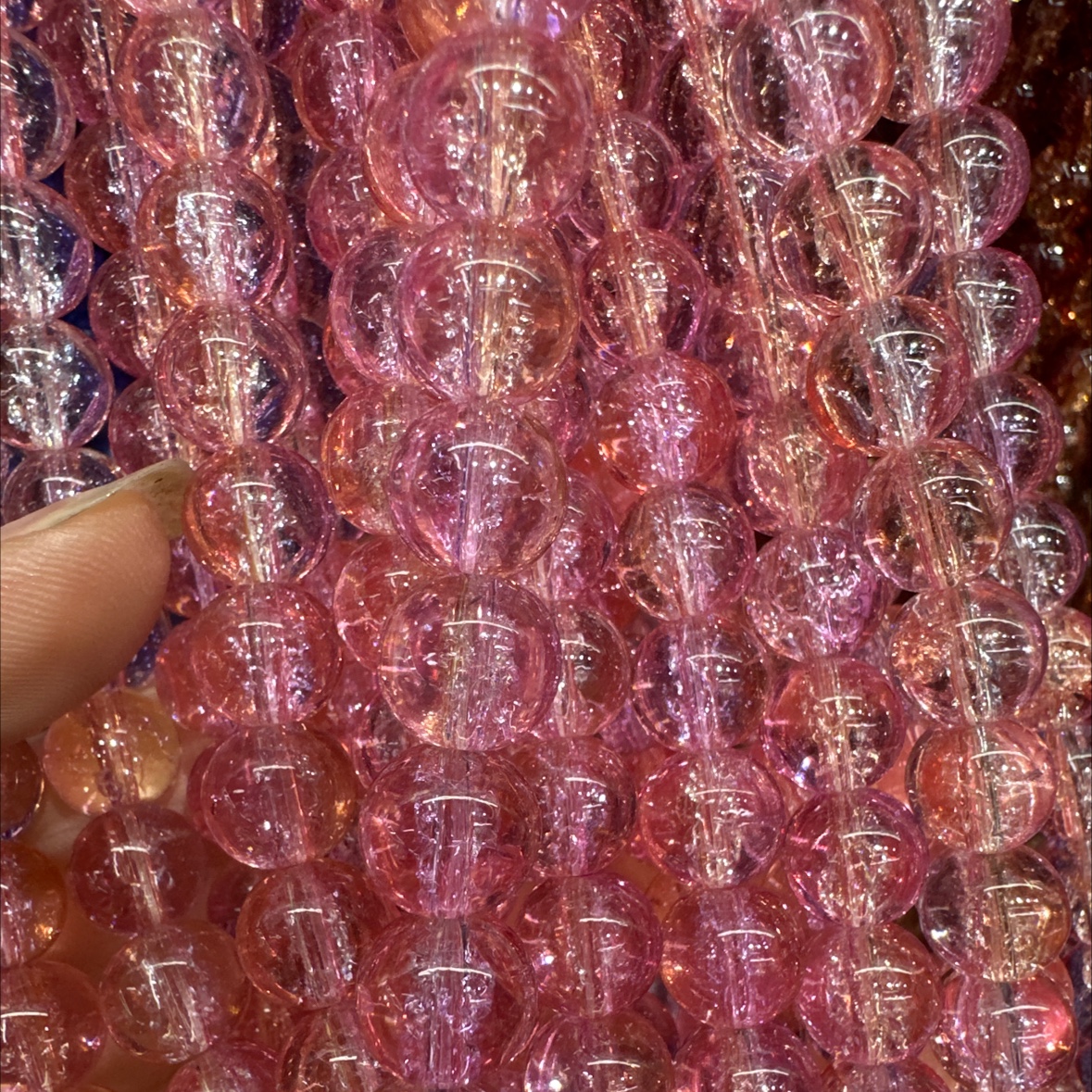 玻璃水晶项链搭手链吊坠挂件饰品批发，手机链包包手串百搭时尚潮流珠珠