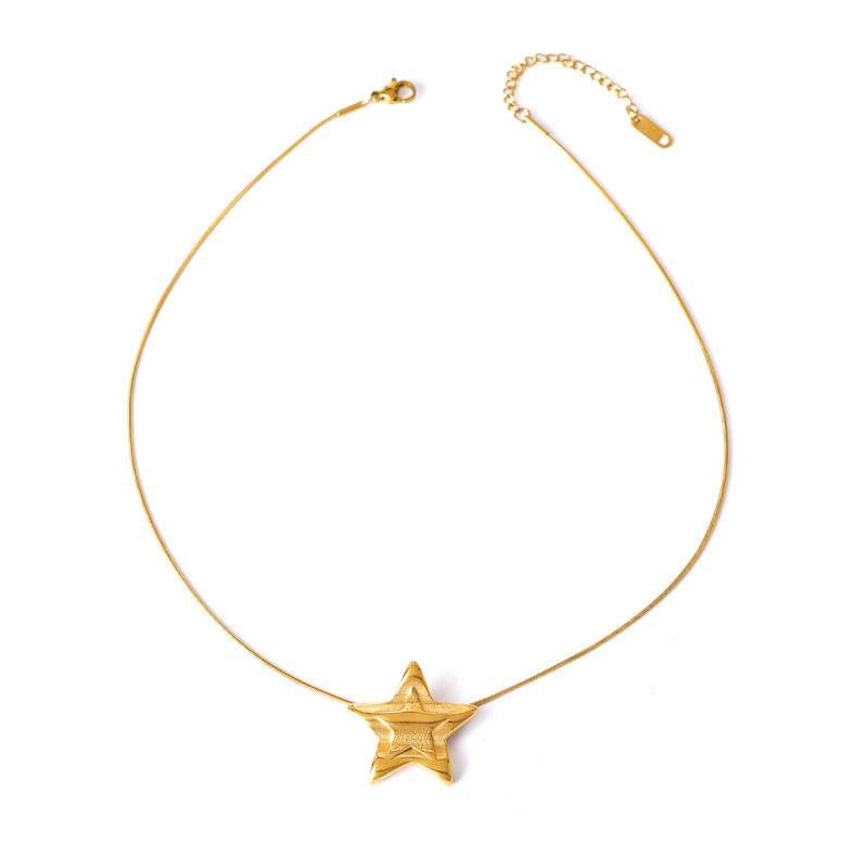 跨境新款钛钢星月锁骨链个性百搭五角星T恤链不规则爱心吊坠饰品详情图10