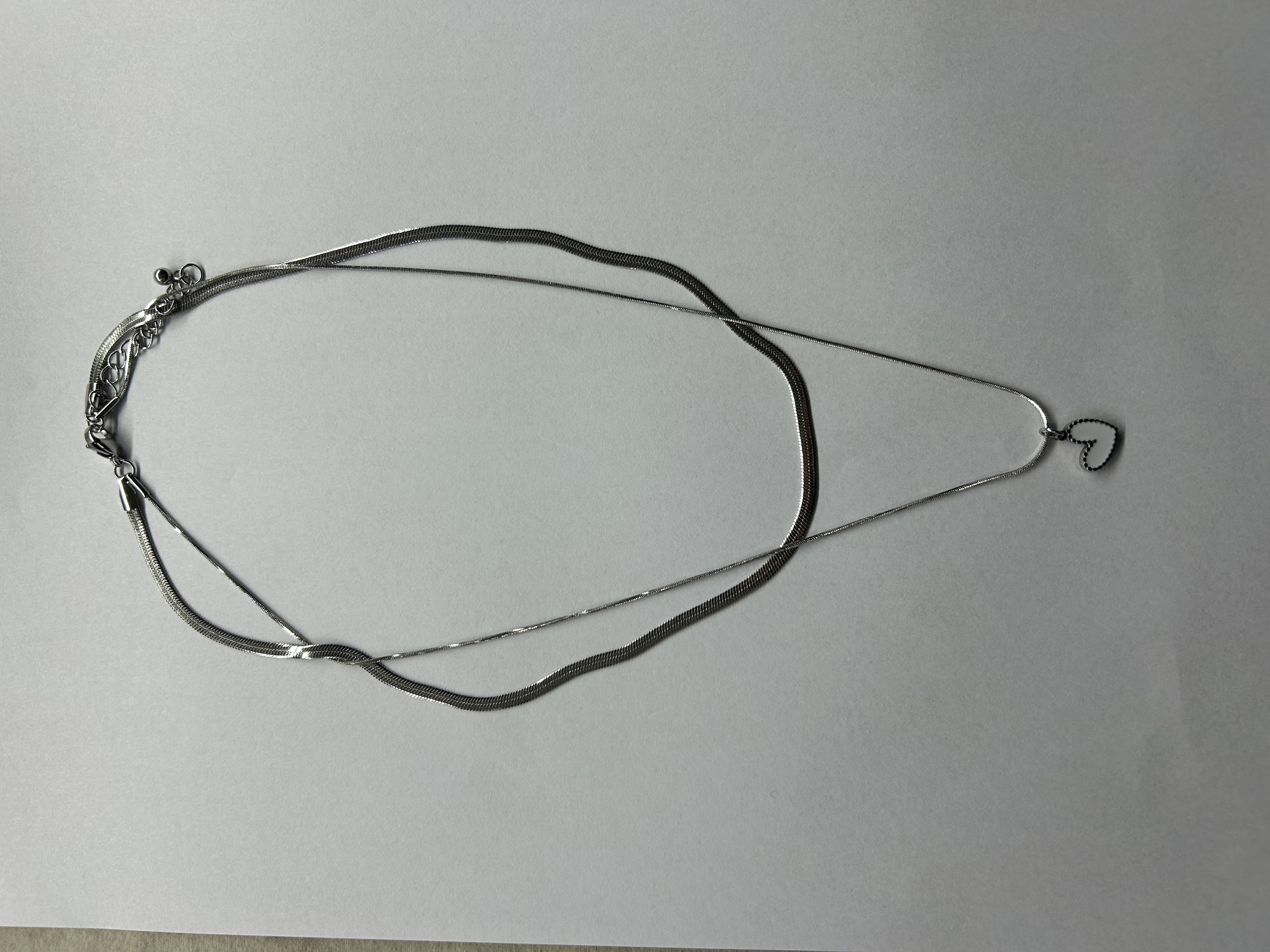 韩丽雅43号不锈钢双层欧美时尚简约小爱心项链项链