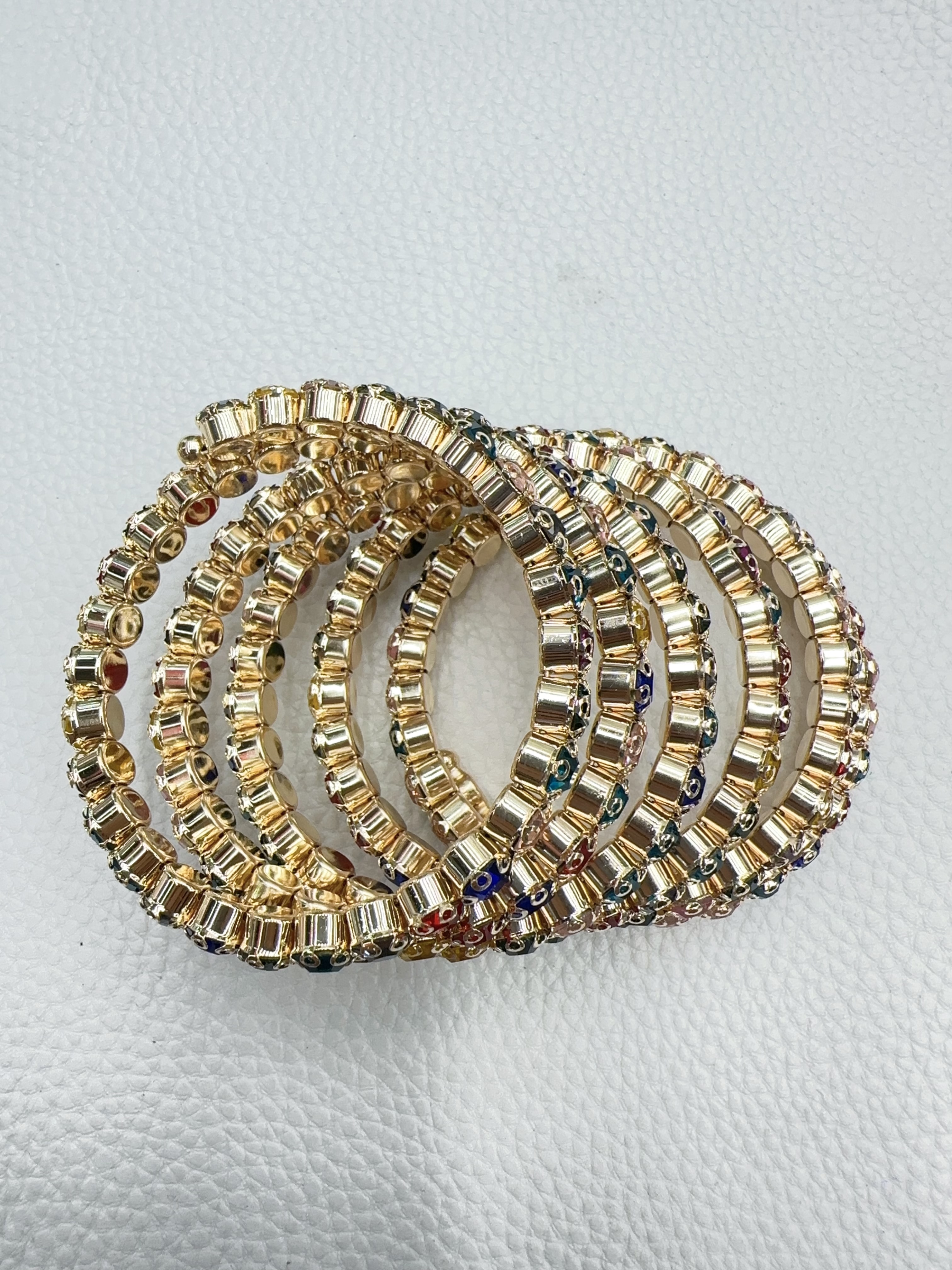 This bracelet features a variety of colorful rhinestones, cross-border multi-layer jewelry from Europe and America, and is wrapped with open rhinestones. It is versatile and exaggerated with multiple rows of colorful rhinestones detail image 6
