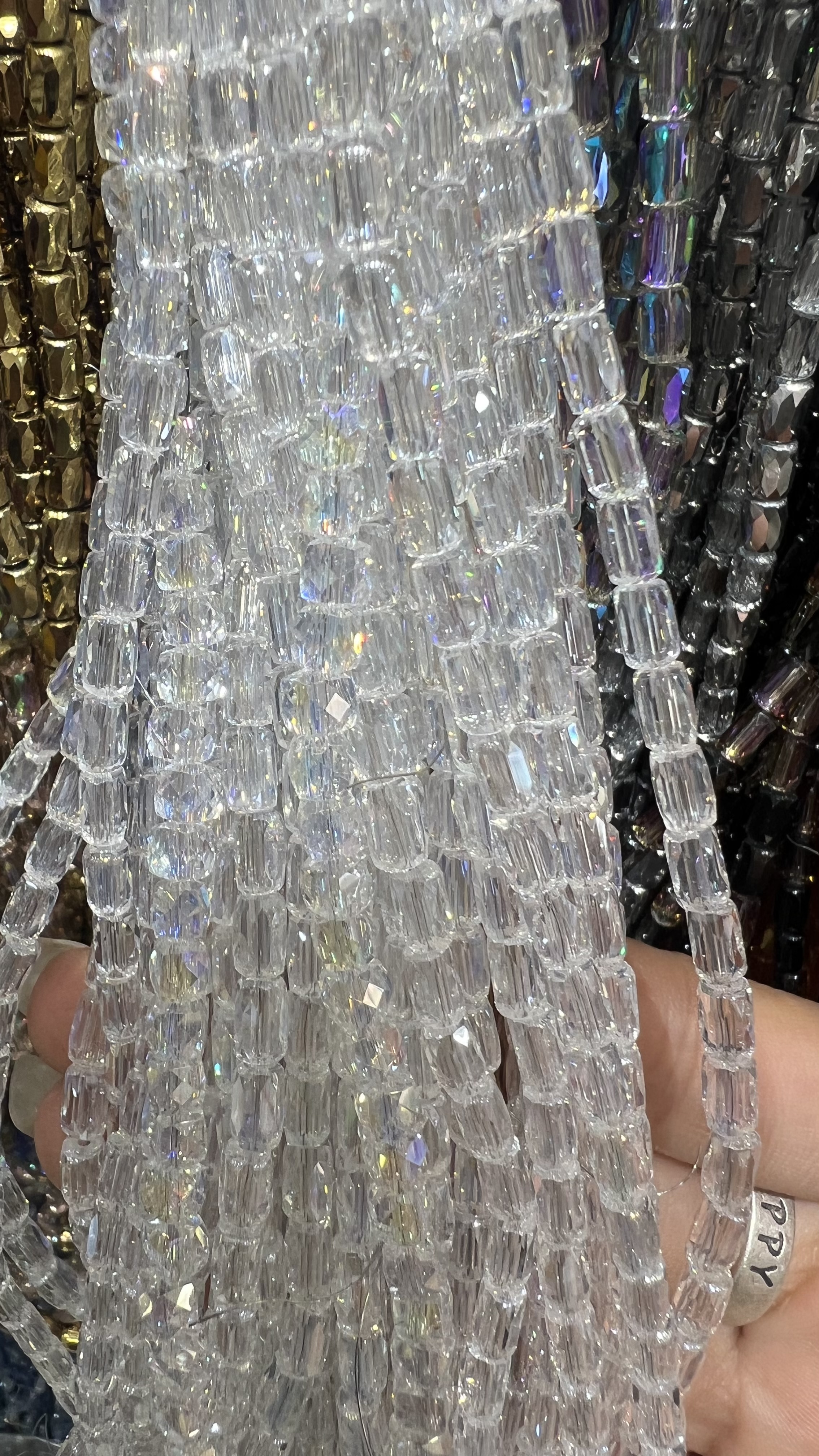 DIY4MM圆柱玻璃珠子手串饰品配件亮晶晶闪批发切面圆柱瓷料电镀色厂家批发水晶珠子柱形详情图3