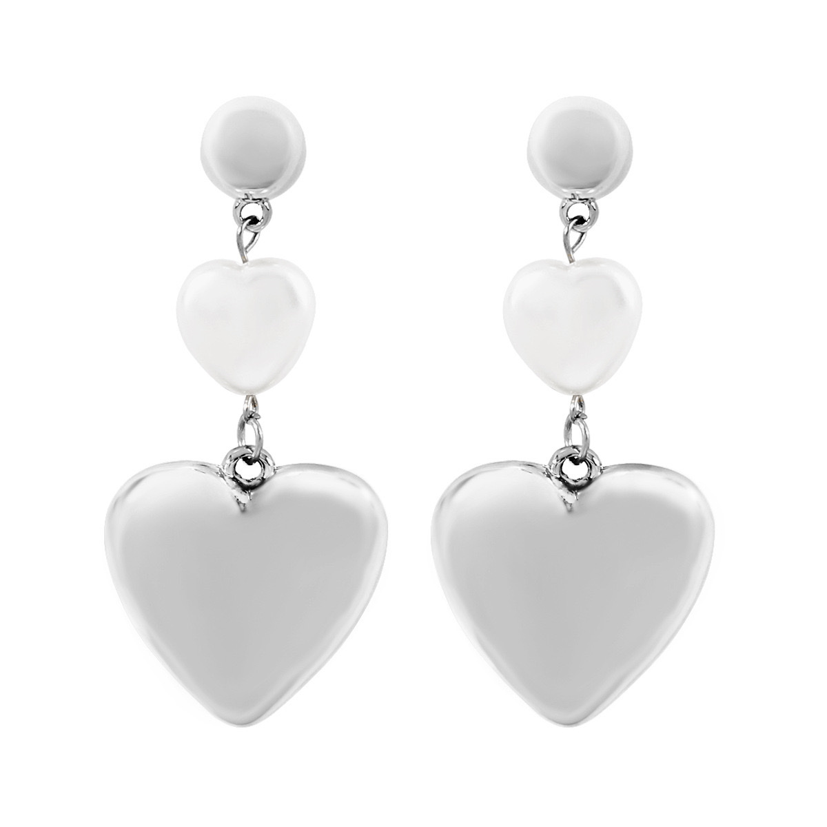 E12633 European and American metal heart-shaped imitation pearl earrings, a niche design with a light luxury and high-end feel, are elegant earrings Item Picture
