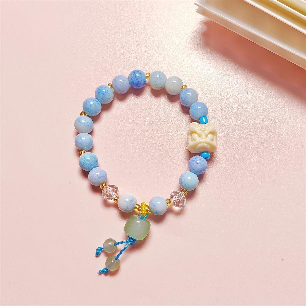 抖音同款醒狮手链女ins小众国风简约百搭学生闺蜜招财手串手链手串白底实物图