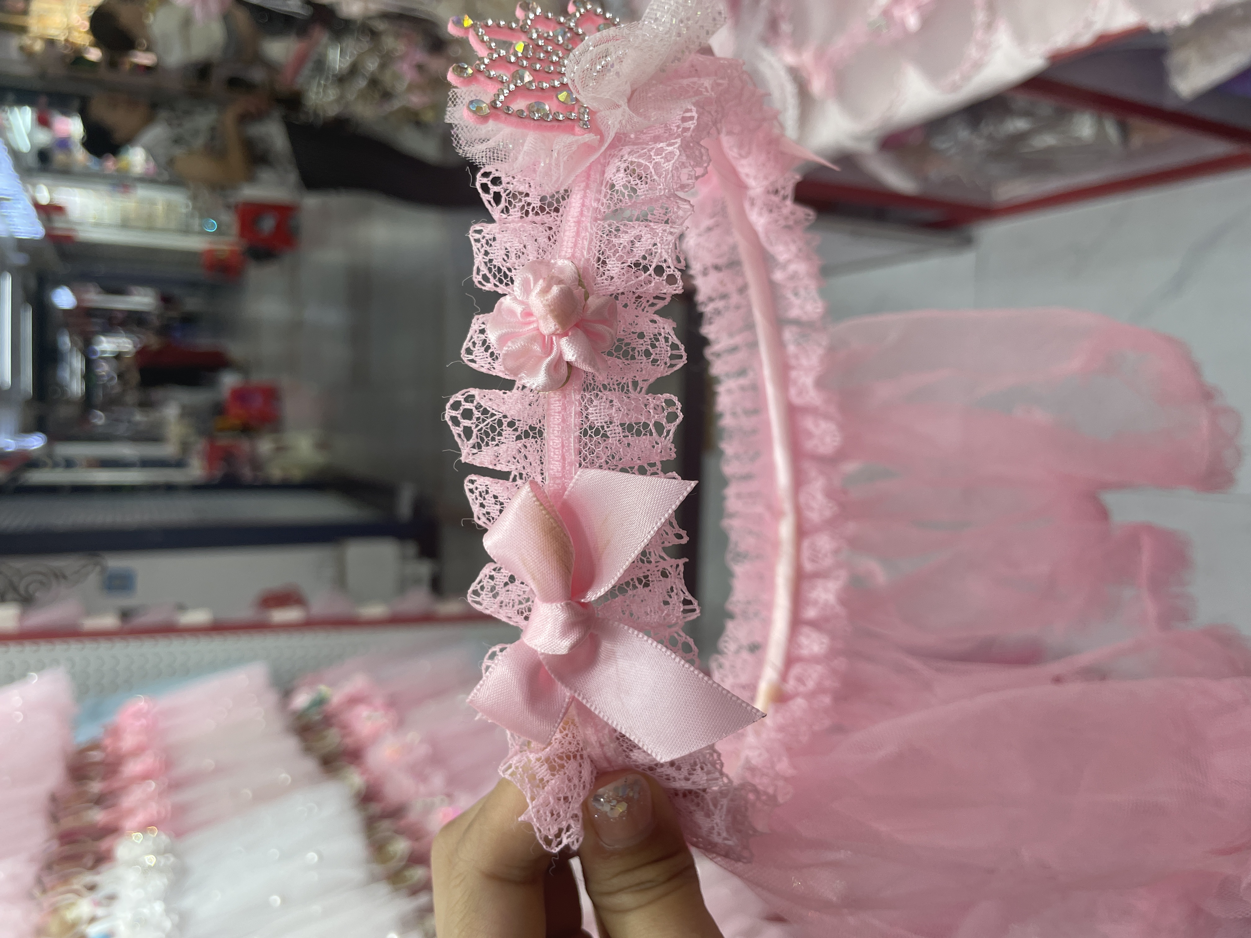 Crown headwear, children's hair flower, veil crown, baby girl crown, veil crown, little girl headwear, princess veil Item Picture