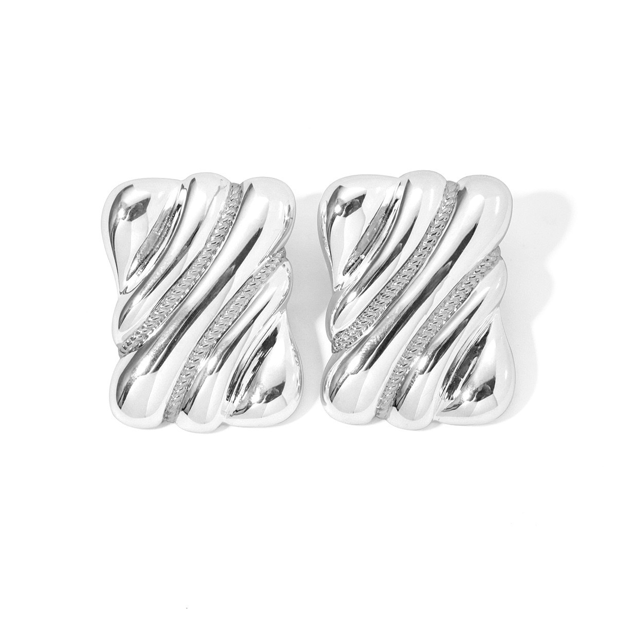 European and American ins French retro and simple earrings for women, ZA cross-border fashion metal style, versatile stud earrings Item Picture