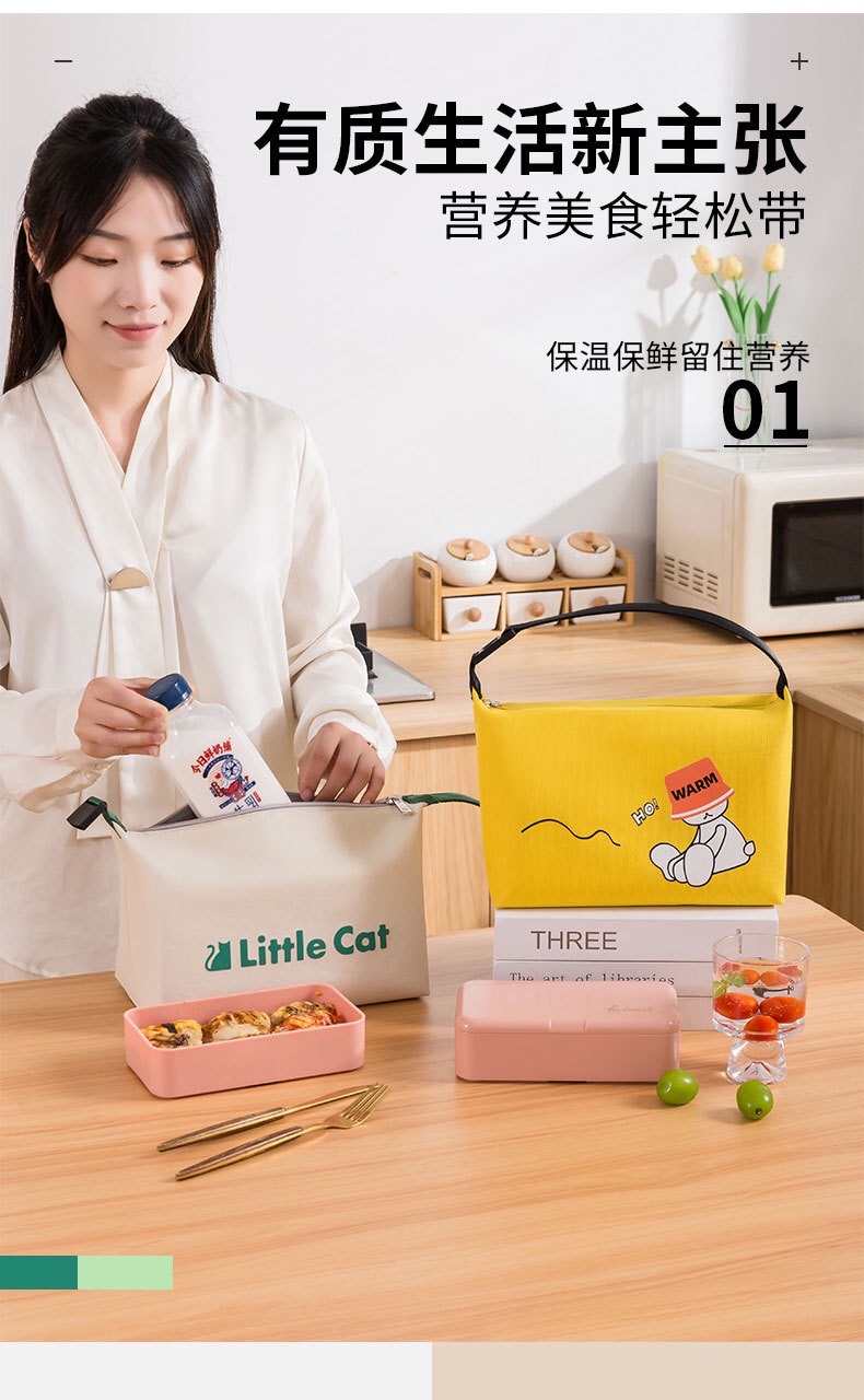 新款便携便当包上班族打包饭盒袋可爱学生保温袋带饭午餐包详情图4