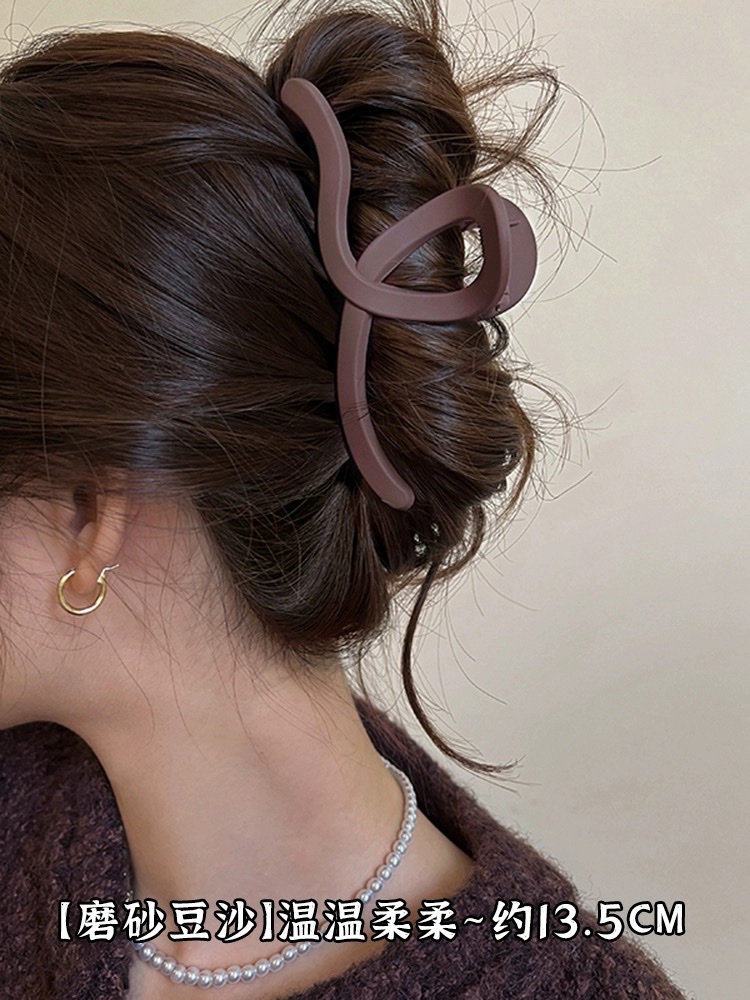 Autumn and winter matte line Maillard grab clip large high-end style hair clip for women's new back head elegant hair accessory Item Picture