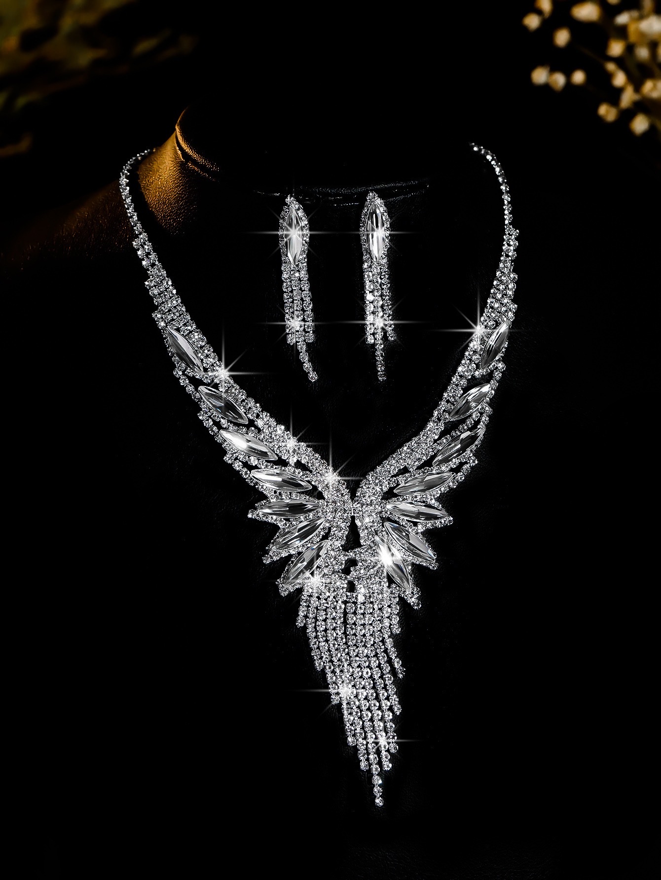 欧美新娘饰品项链耳环首饰套装宴会礼服套链时尚百搭气质配饰批发详情图10