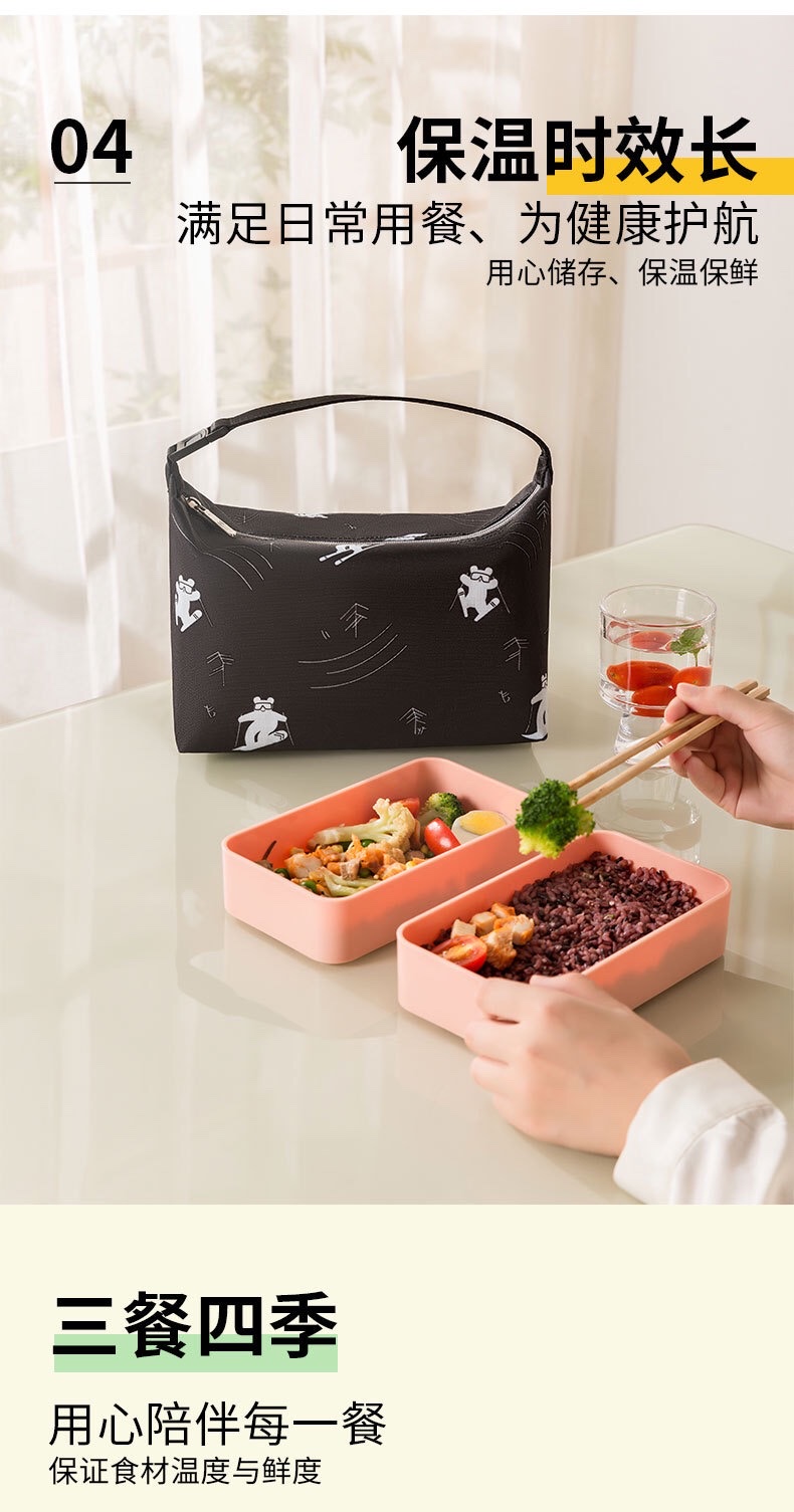 新款便携便当包上班族打包饭盒袋可爱学生保温袋带饭午餐包详情图2
