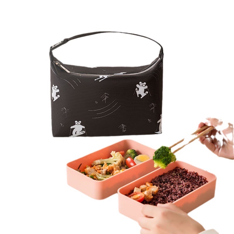 新款便携便当包上班族打包饭盒袋可爱学生保温袋带饭午餐包白底实物图