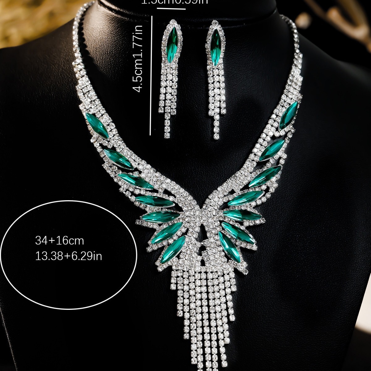 欧美新娘饰品项链耳环首饰套装宴会礼服套链时尚百搭气质配饰批发详情图5