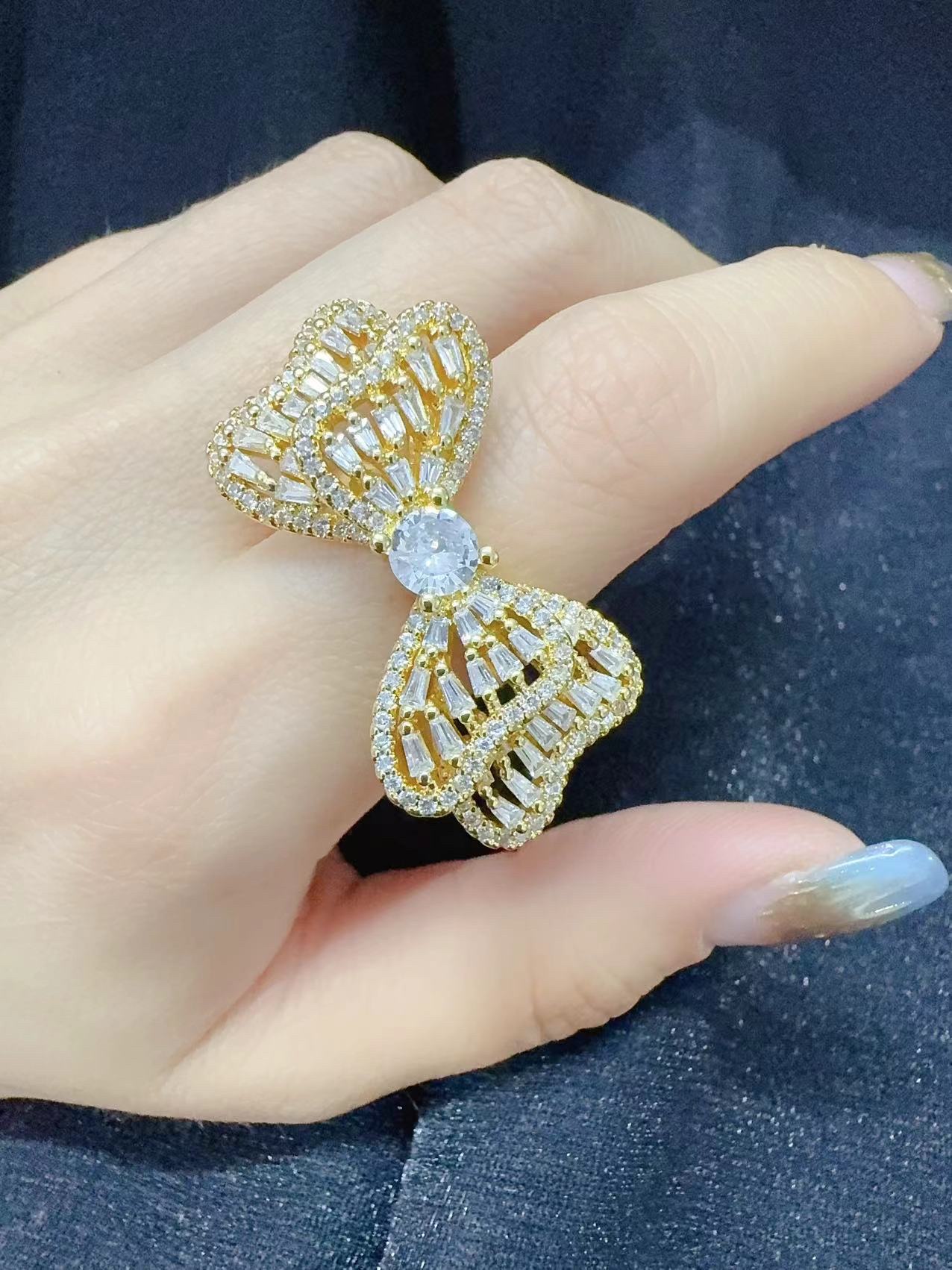 Новое кольцо бабочки, золотое и белое details Picture