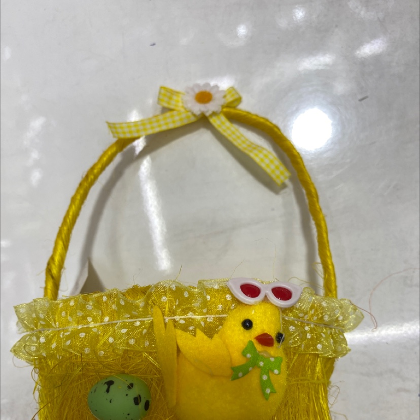 复活节手提麻丝篮子带小鸡小蛋花边配件装饰幼儿园儿童礼物摆件产品图