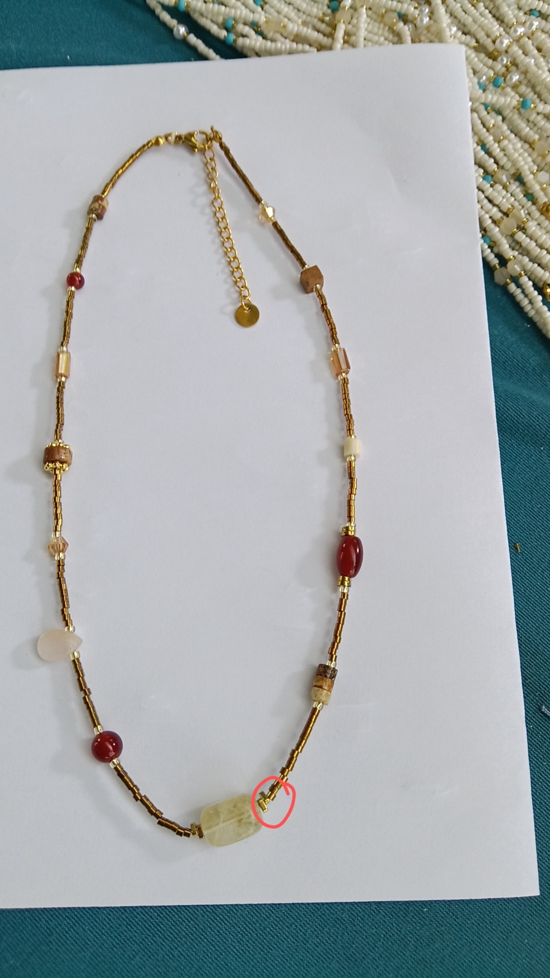 项链天然石项链红玛瑙、黄水晶、天然石、黑胆石钛钢尾链珍珠饰品珍珠饰品详情图3