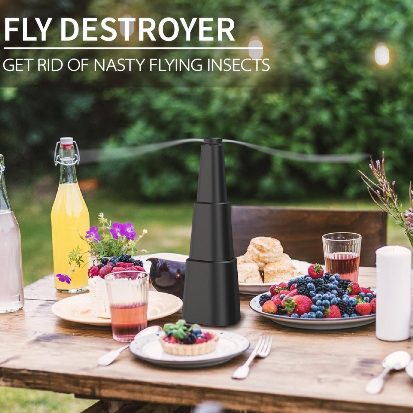 跨境自动捕蝇器赶苍蝇驱蚊神器驱蝇驱蚊风扇户外多功能扇叶驱蝇器