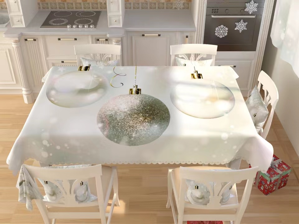 【 Jenna 】 Christmas Polyester Cloth Tablecloth Size 137*183Cm Digital Printed Christmas Tablecloth details Picture