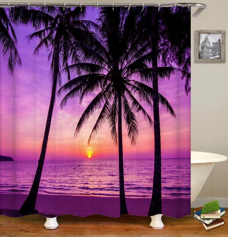 【 Jenna 】 Bathroom Waterproof Shower Curtain Large Printing Amazon Shower Curtain Factory Direct Sales, The Source Manufacturer Size 180×180㎝ Digital Printing Cloth Shower Curtain Specification drawing