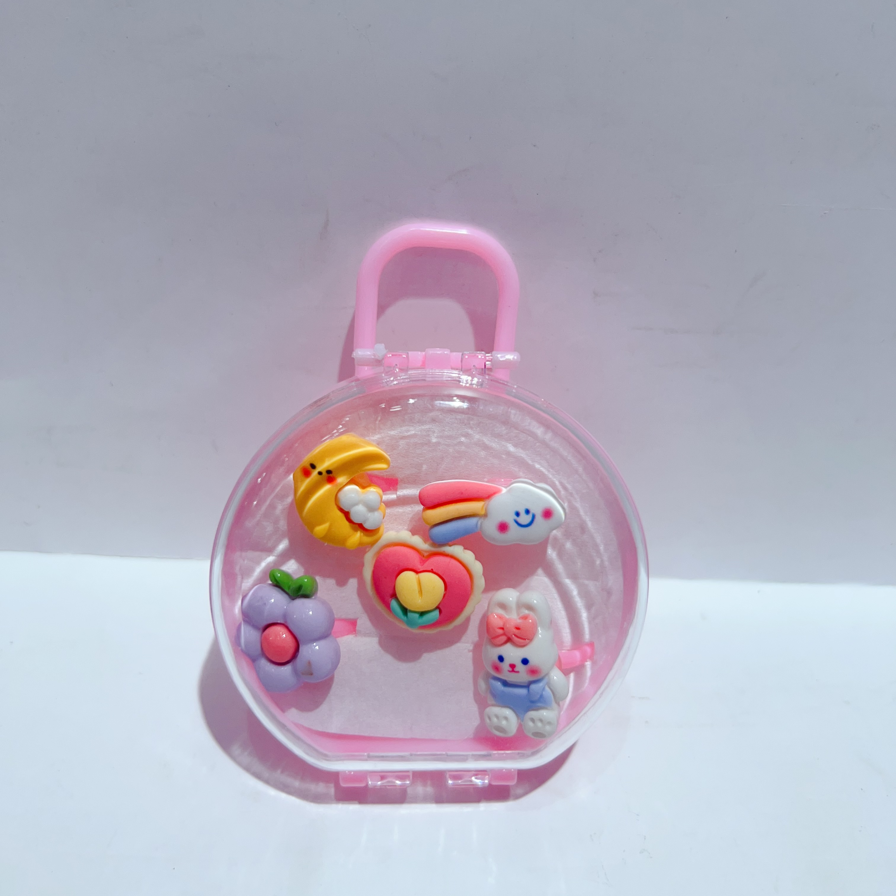 Children's hand-pulled cart rings, children's rings, cartoon girl princess jewelry, crystal gemstone diamond ornaments, birthday gifts for girls Item Picture