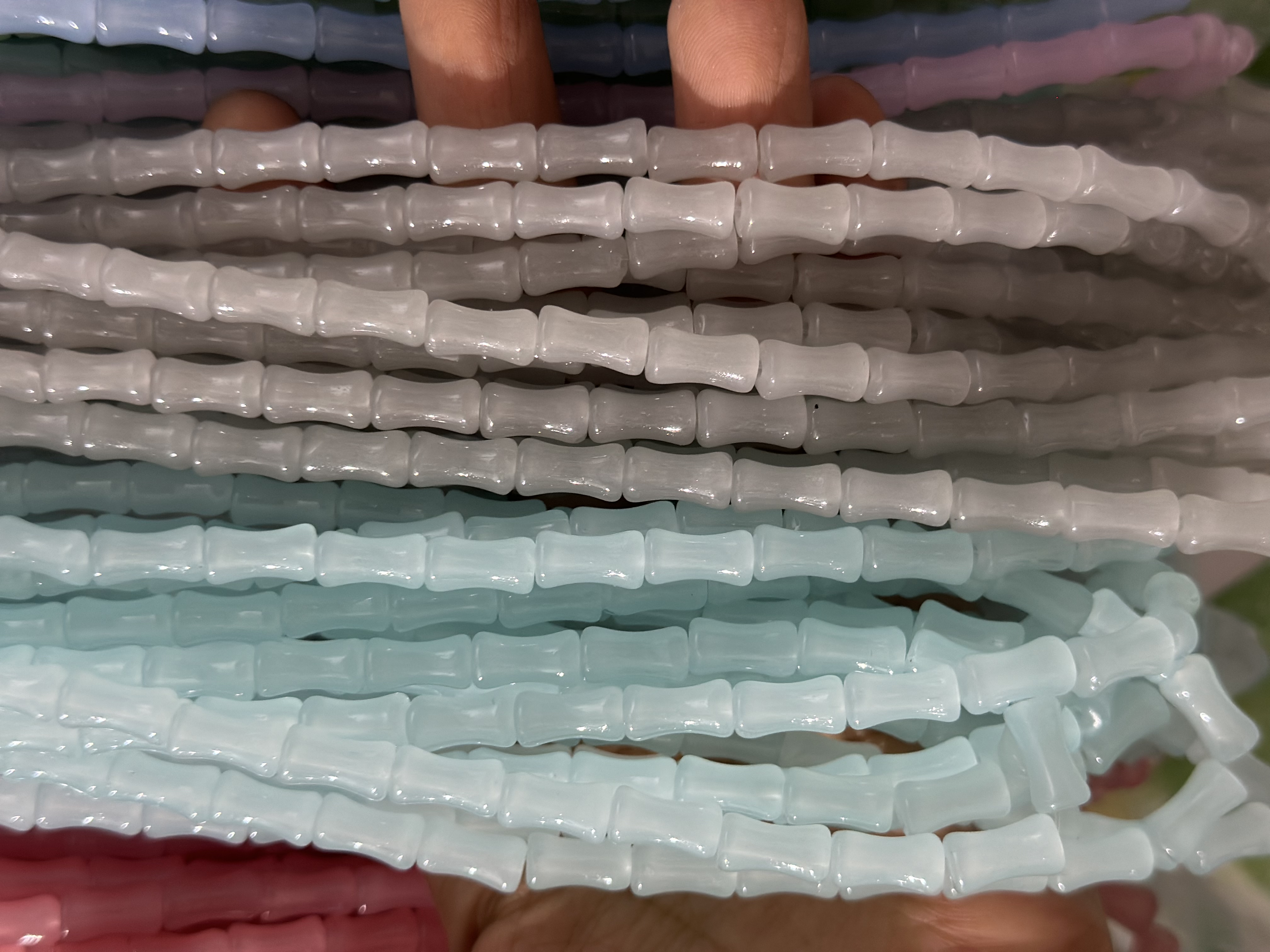 玻璃晕染洒金竹节串珠古风隔珠饰品手工diy发饰手串琉璃仿玉竹节 详情图6