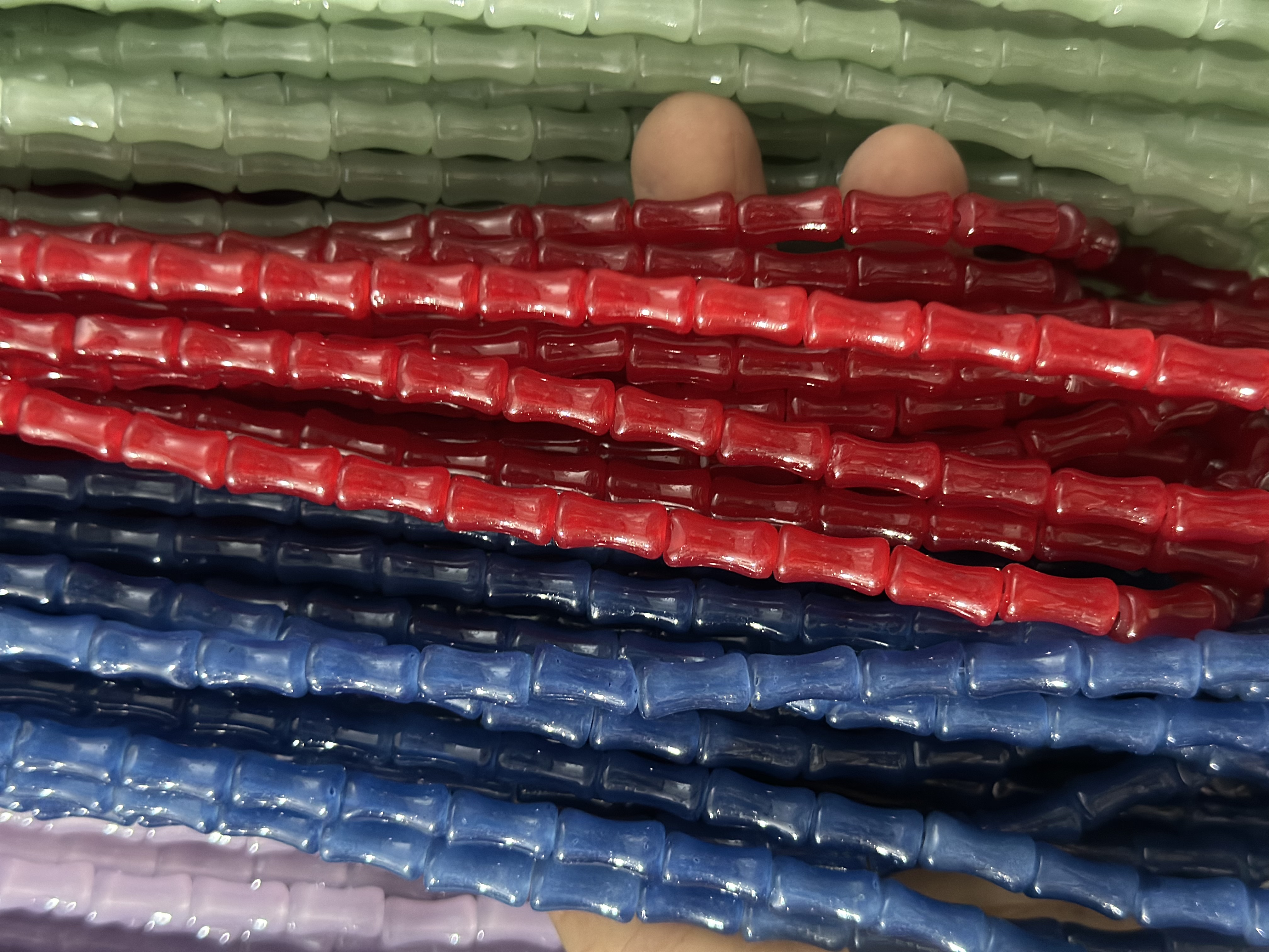 玻璃晕染洒金竹节串珠古风隔珠饰品手工diy发饰手串琉璃仿玉竹节 详情图7