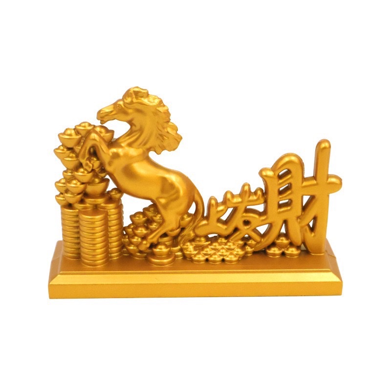 New horse figurine, horse treading on gold ingots to get rich immediately, horse-drawn gold ingots, horse-drawn carts to attract wealth, office opening gifts Item Picture