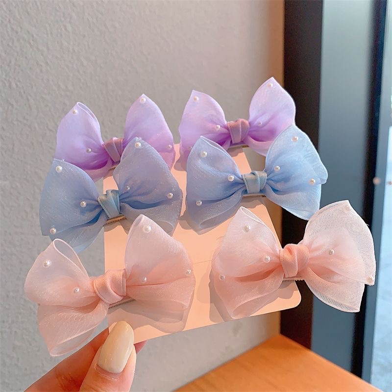 儿童发夹2024款新款春夏清新纱蝴蝶结儿童发夹细节图