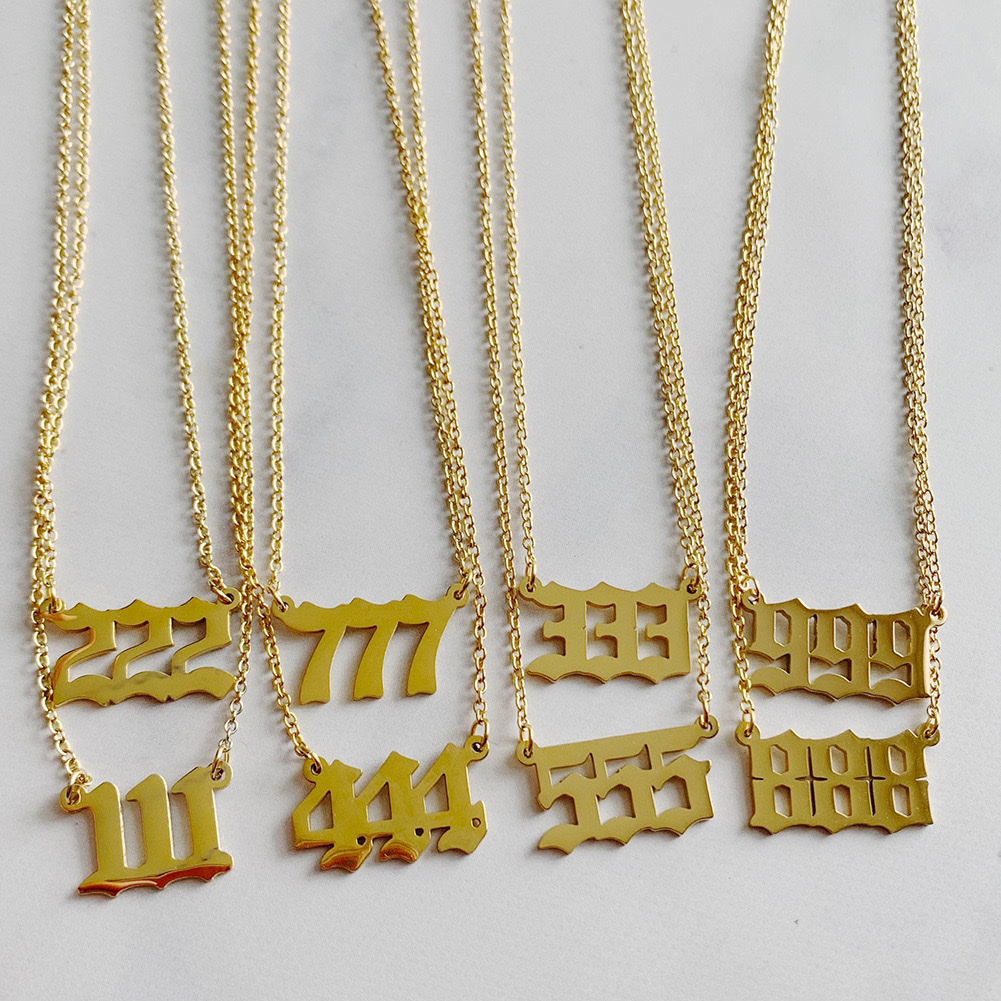 天使数字项链女000-999不锈钢数字吊坠锁骨链批发项链详情图2