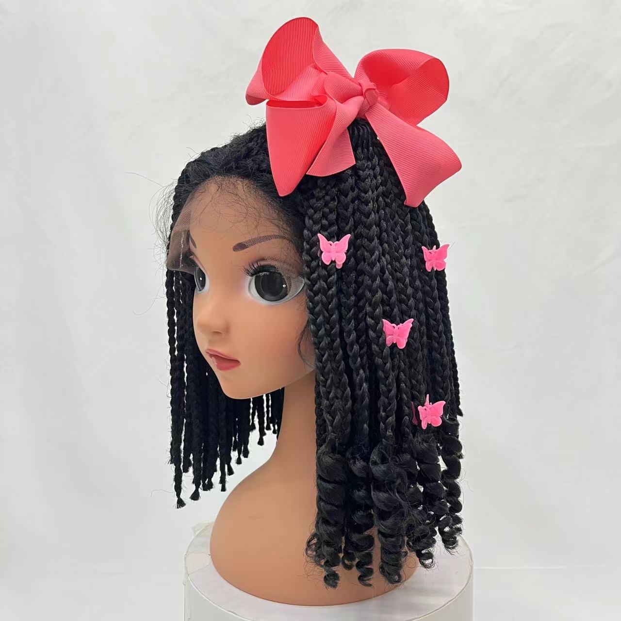 Children's ponytail, purple and black synthetic fiber wig, men's and women's same style, Tianzan wig Application Scenario