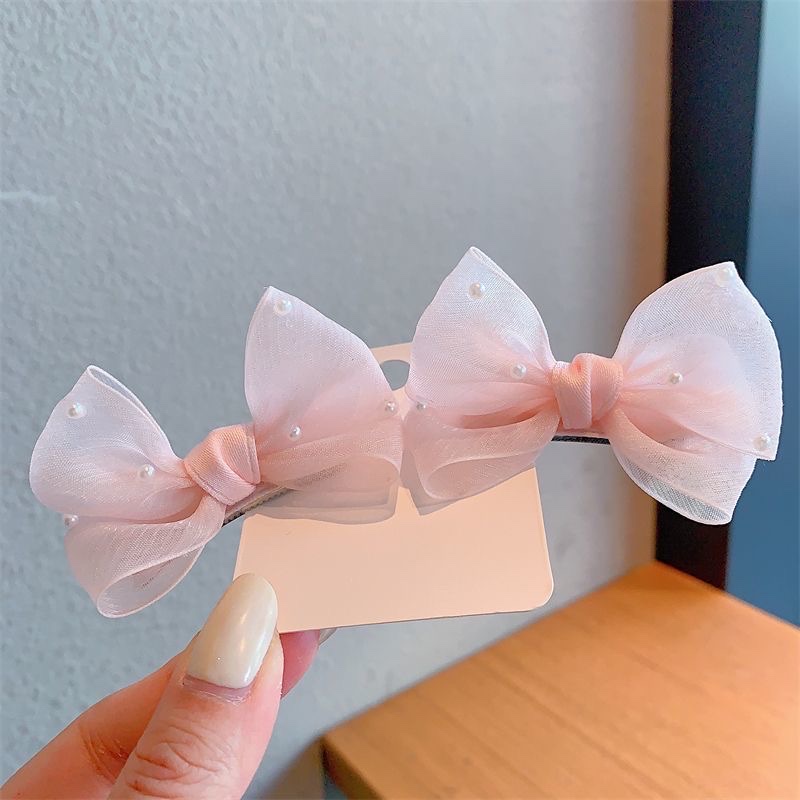 儿童发夹2024款新款春夏清新纱蝴蝶结儿童发夹图