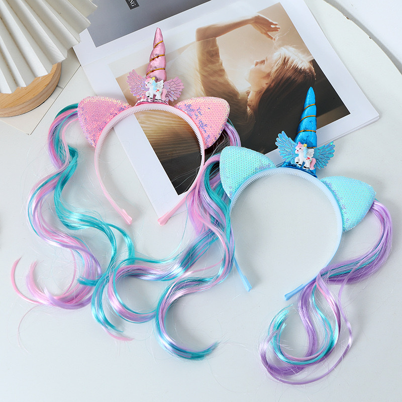 Children's unicorn false hair band, best-selling hair net, and colorful rope
