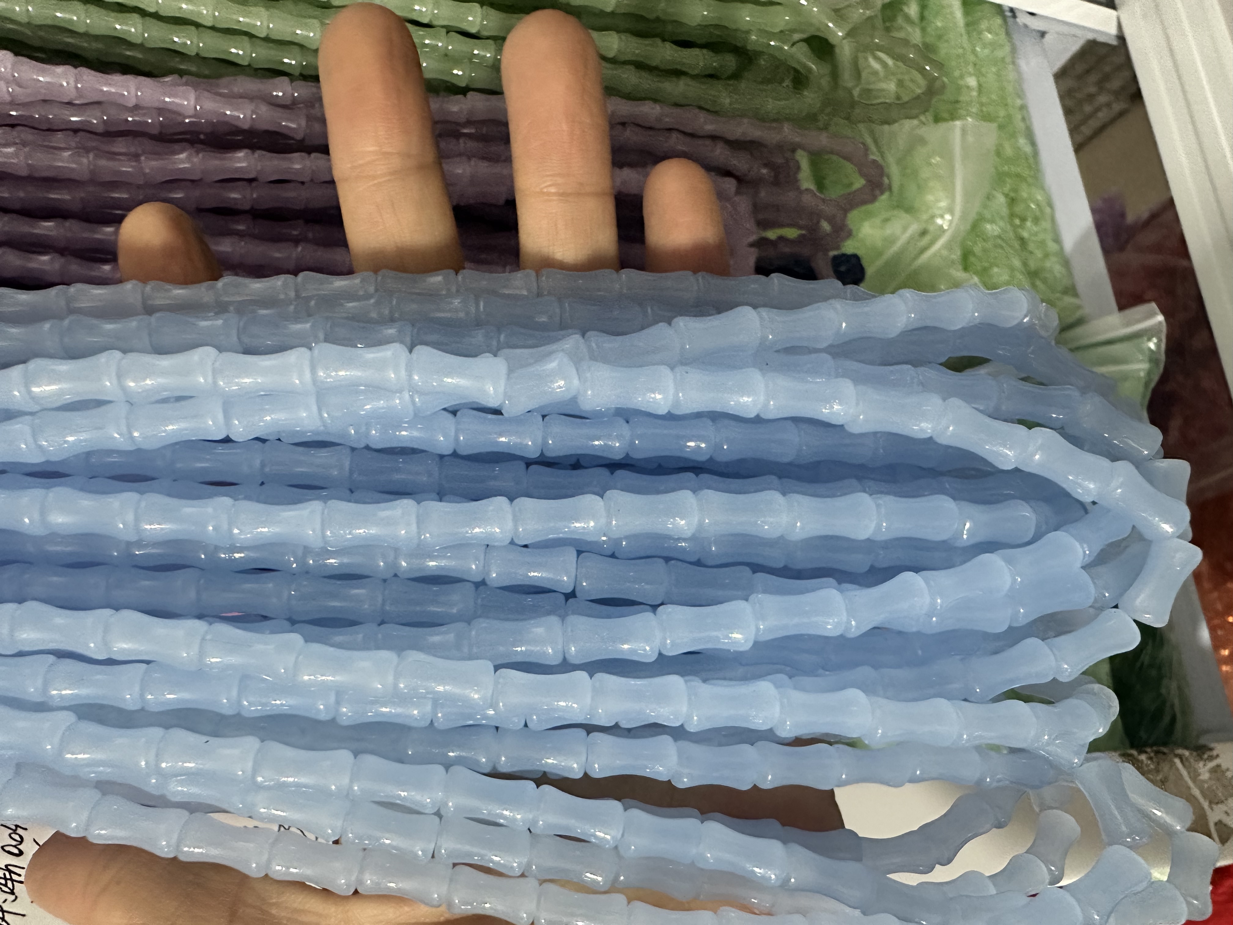 玻璃晕染洒金竹节串珠古风隔珠饰品手工diy发饰手串琉璃仿玉竹节 