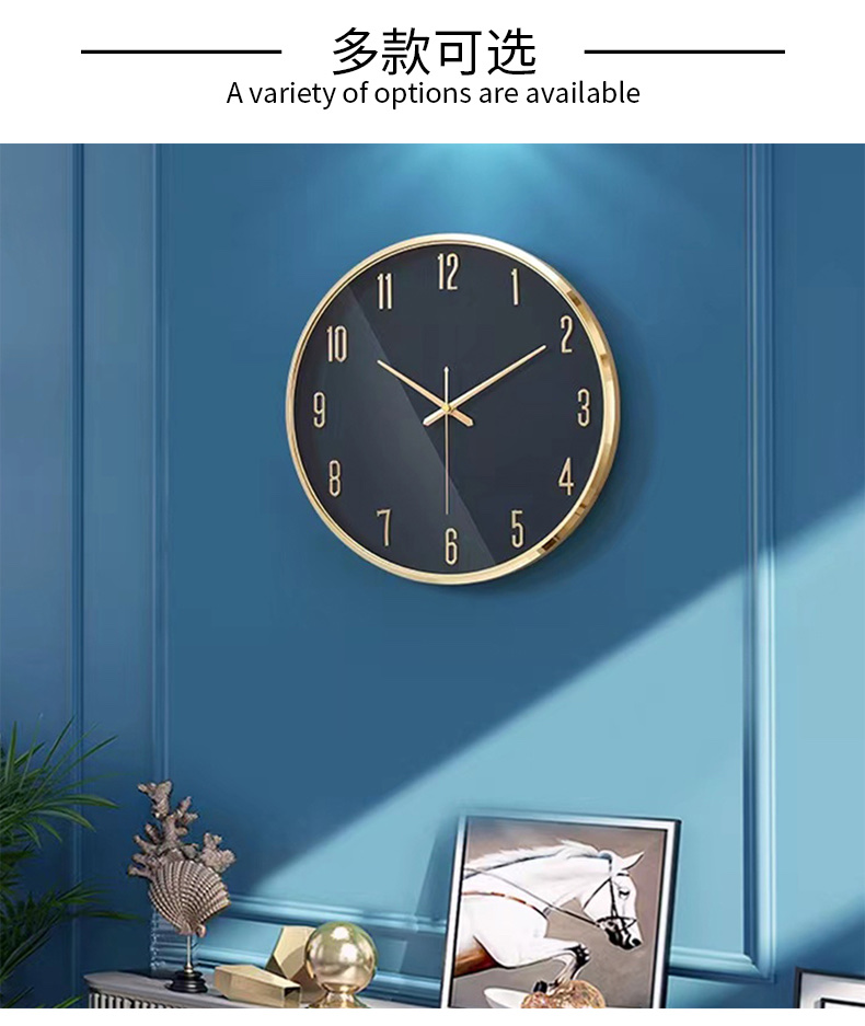 现代简约挂钟家用时尚表挂墙客厅大气创意时钟轻奢个性静音石英钟详情图6
