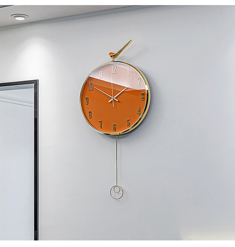 轻奢挂钟现代简约表挂墙客厅装饰钟表创意静音时钟个性摇摆石英钟详情图9
