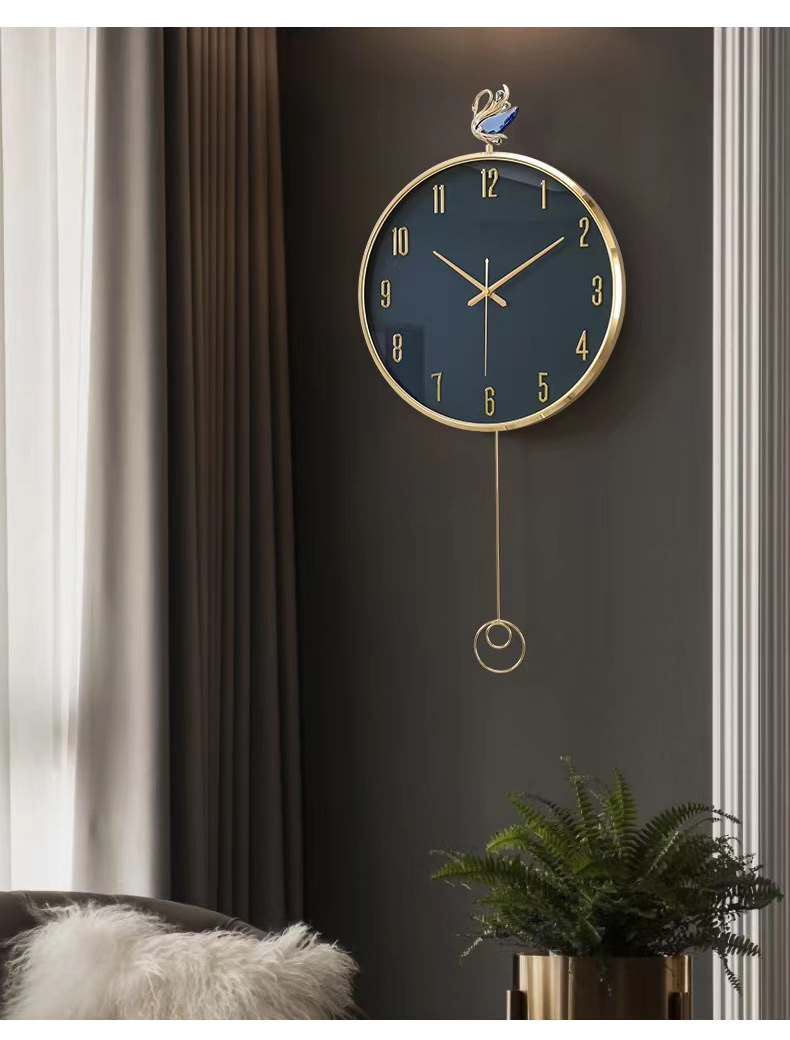 轻奢挂钟现代简约表挂墙客厅装饰钟表创意静音时钟个性摇摆钟表详情图5