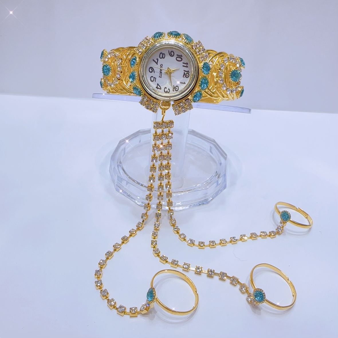 外贸爆款 新款韩版潮流 时尚女士手表 镶钻数字石英女手镯 手链批发详情图6