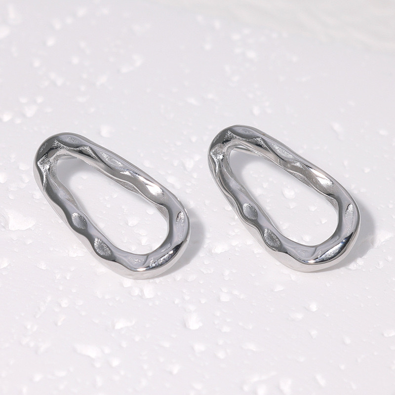 Europa y américa INS simple temperamento acero inoxidable aretes chapado en oro 18K no se desvanece retro luz lujo alto sentido de titanio acero aretes ornamentos orejillos pendientes detail image 3