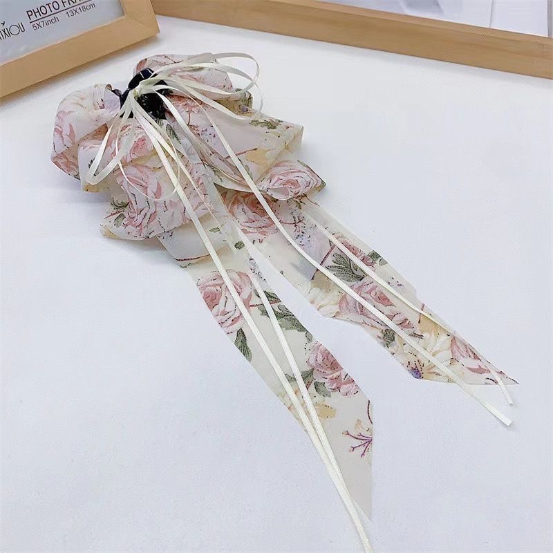 Super Fairy New Chinese Style Ribbon Half Tie Hair Clip 2024 Summer New Advanced Sense Back Head Grab Clip Hair Accessories undefined