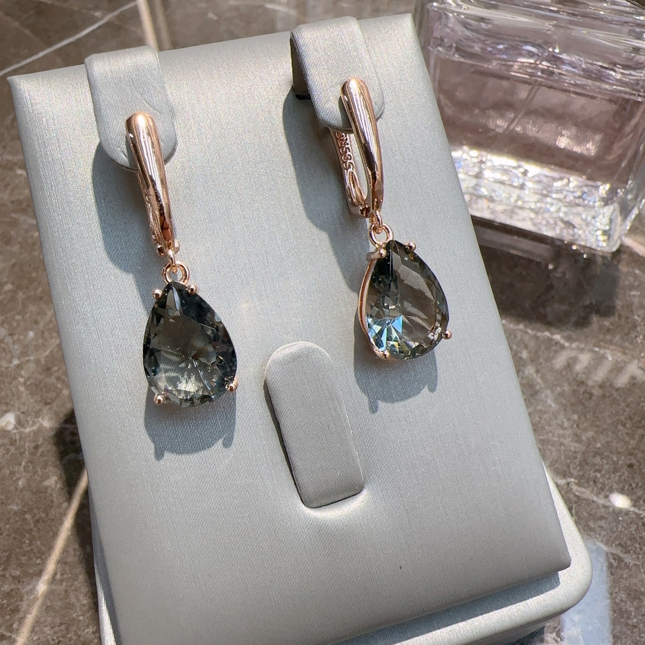 Gulkina585保色玫瑰金耳环戒指饰品批发俄罗斯锆石耳饰手饰速卖通 wish zono 亚马逊跨境饰品套装详情图2