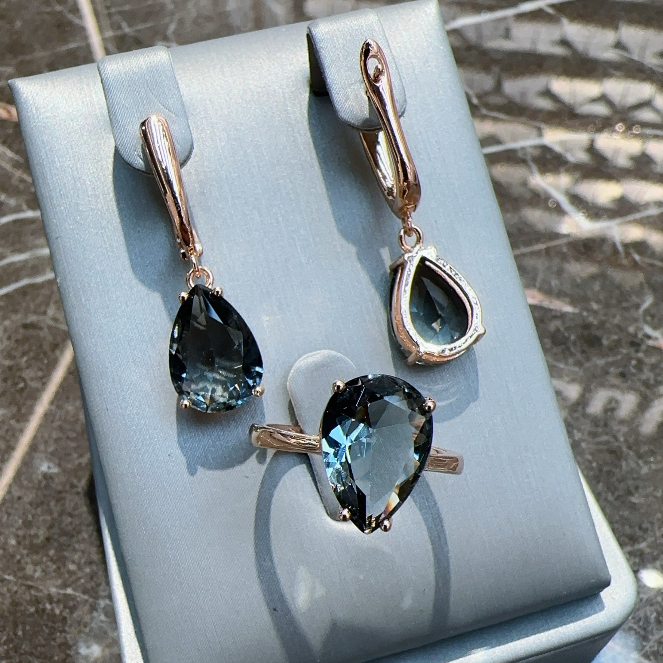 Gulkina585保色玫瑰金耳环戒指饰品批发俄罗斯锆石耳饰手饰速卖通 wish zono 亚马逊跨境饰品套装详情图4