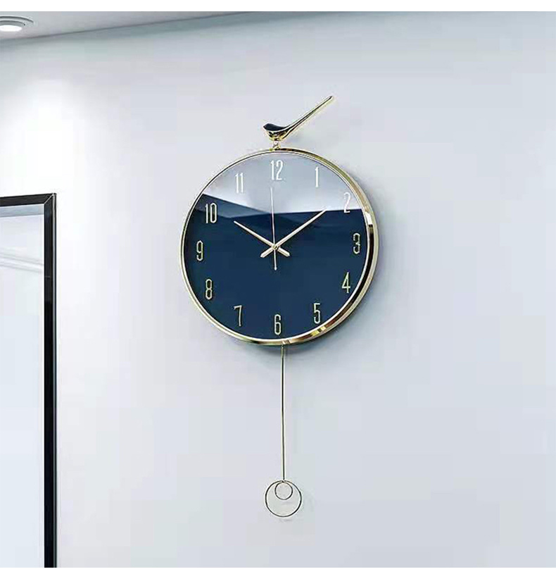 轻奢挂钟现代简约表挂墙客厅装饰钟表创意静音时钟个性摇摆石英钟详情图8