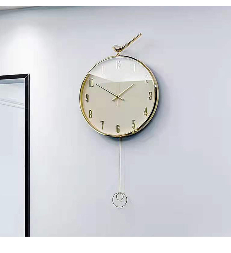 轻奢挂钟现代简约表挂墙客厅装饰钟表创意静音时钟个性摇摆石英钟详情图10