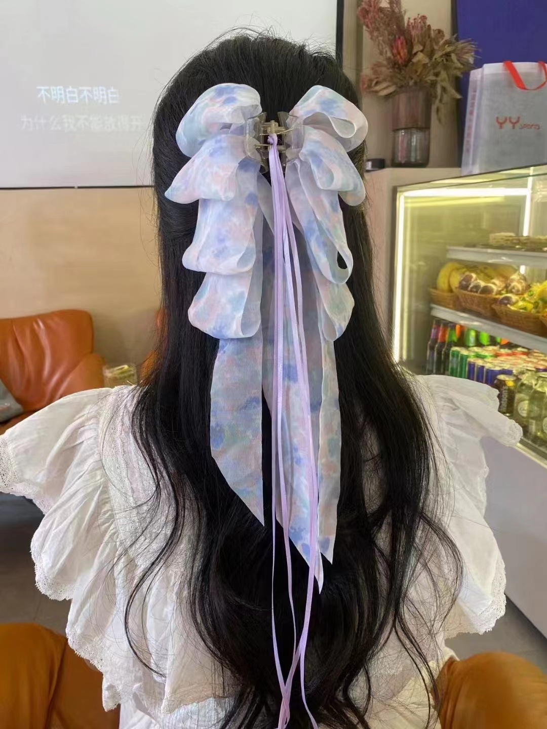 Super Fairy New Chinese Style Ribbon Half Tie Hair Clip 2024 Summer New Advanced Sense Back Head Grab Clip Hair Accessories